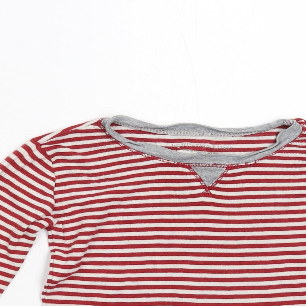 Burt's Bees Kids Boys Red Striped  Basic T-Shirt Size 4 Years