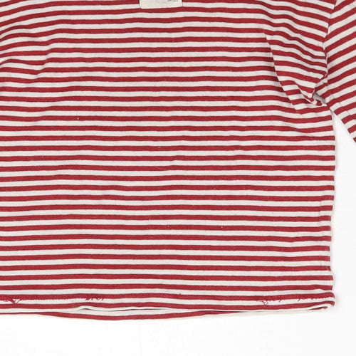 Burt's Bees Kids Boys Red Striped  Basic T-Shirt Size 4 Years