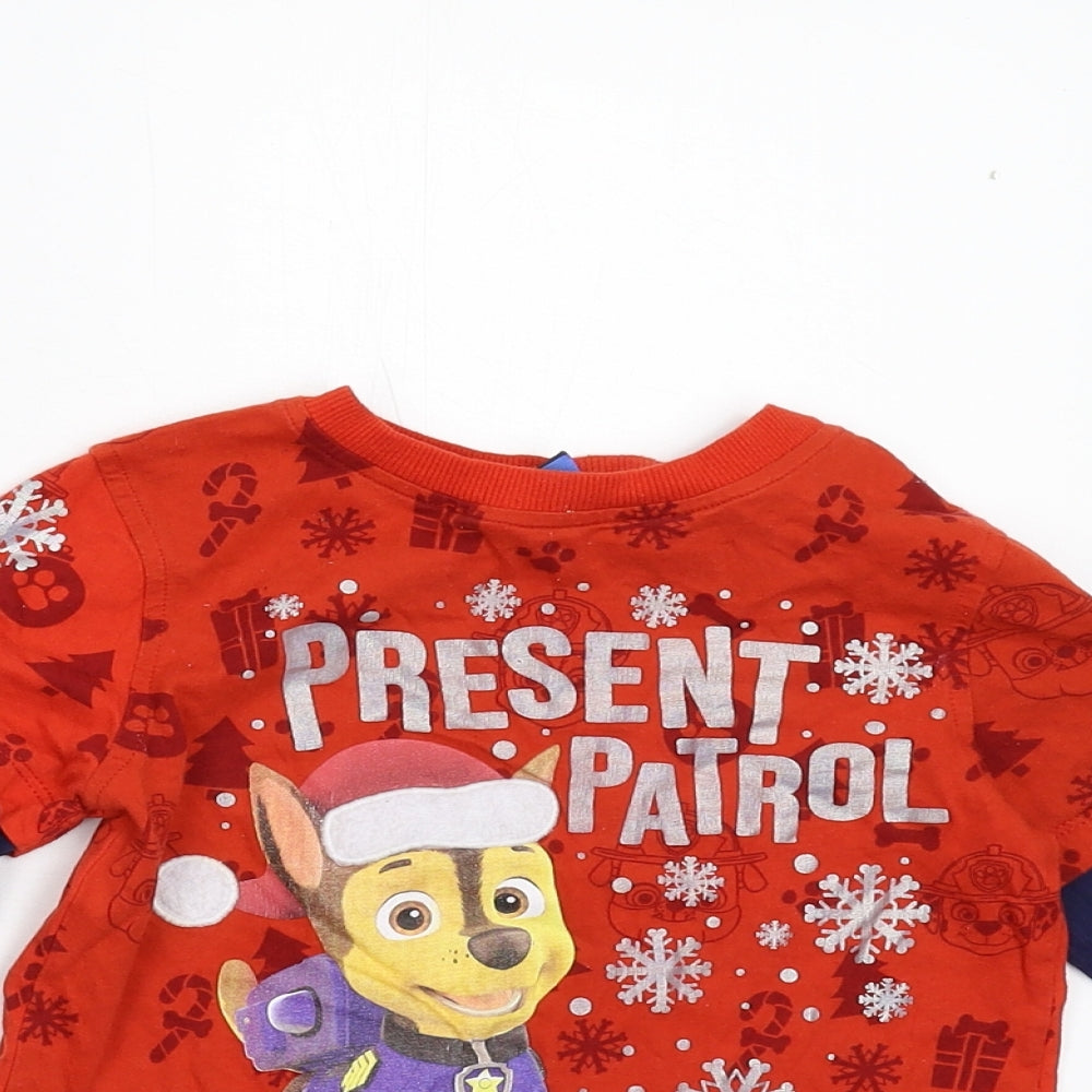 George Boys Red   Basic T-Shirt Size 3-4 Years  - Paw Patrol Christmas