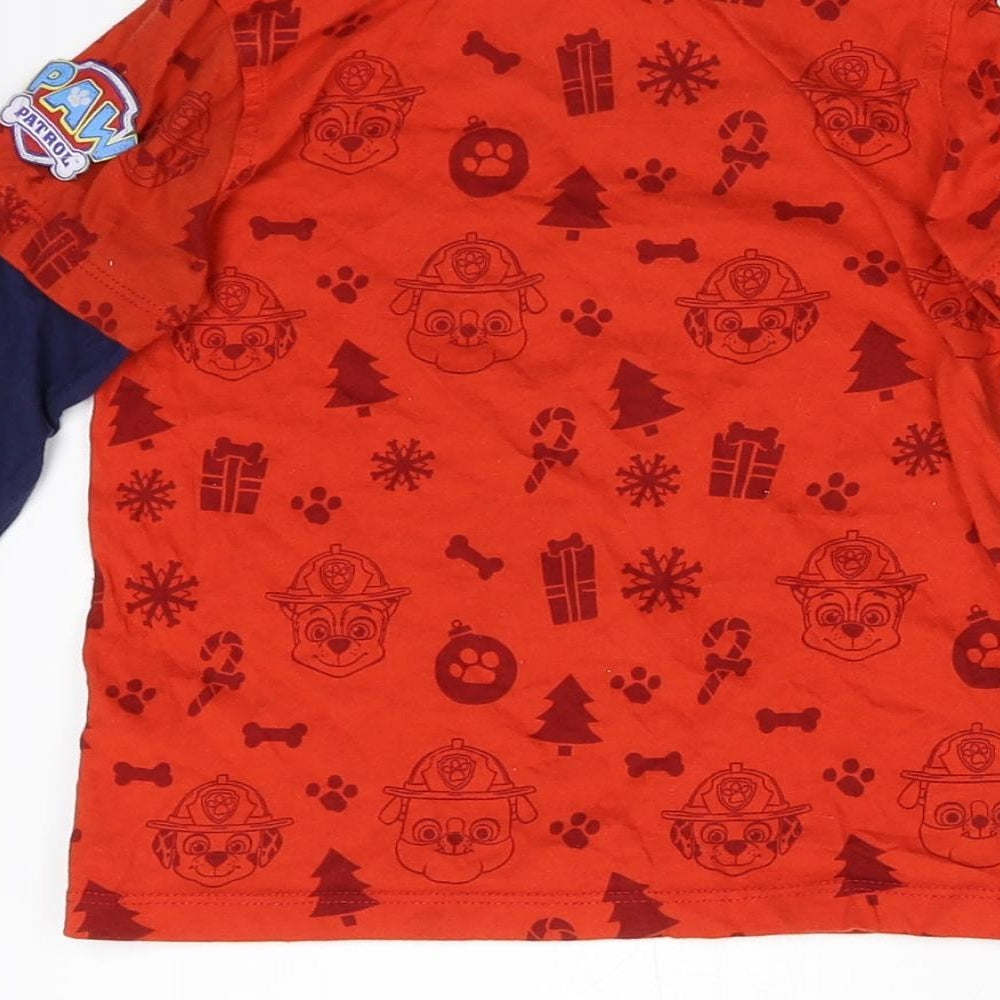 George Boys Red   Basic T-Shirt Size 3-4 Years  - Paw Patrol Christmas