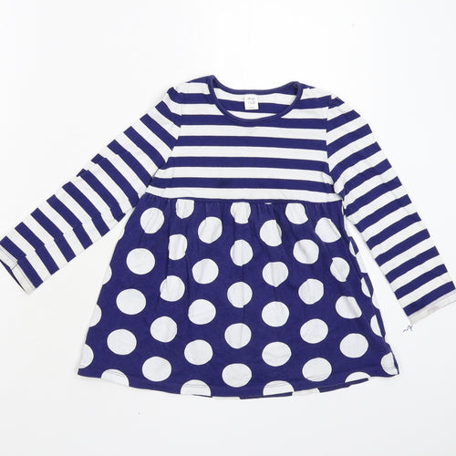 Mini Club Girls Blue Polka Dot  T-Shirt Dress  Size 5-6 Years