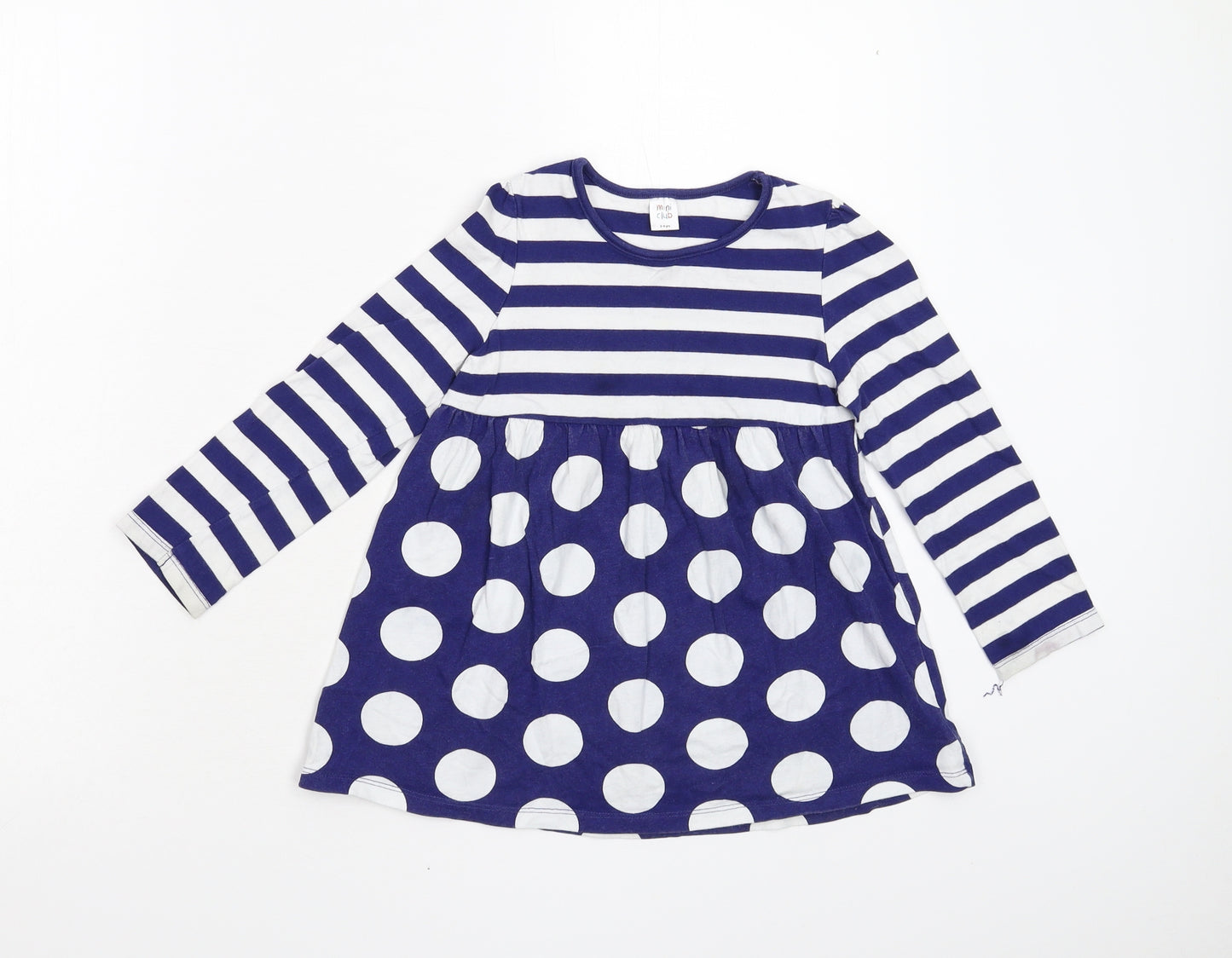 Mini Club Girls Blue Polka Dot  T-Shirt Dress  Size 5-6 Years