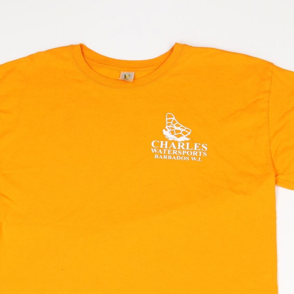 Fox In  Mens Orange    T-Shirt Size L  - Barbados