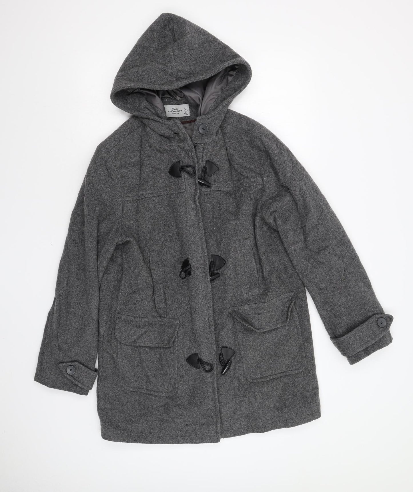 Style Collection Womens Grey   Overcoat Coat Size 14