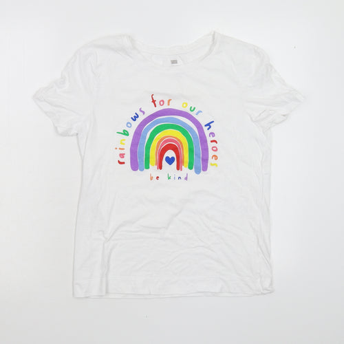 F&F Womens White   Basic T-Shirt Size S  - Be Kind