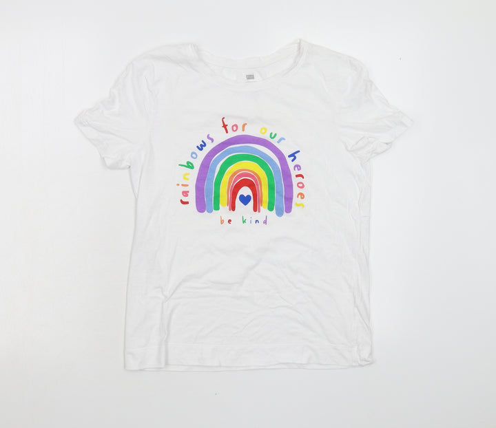 F&F Womens White Basic T-Shirt Size S - Be Kind