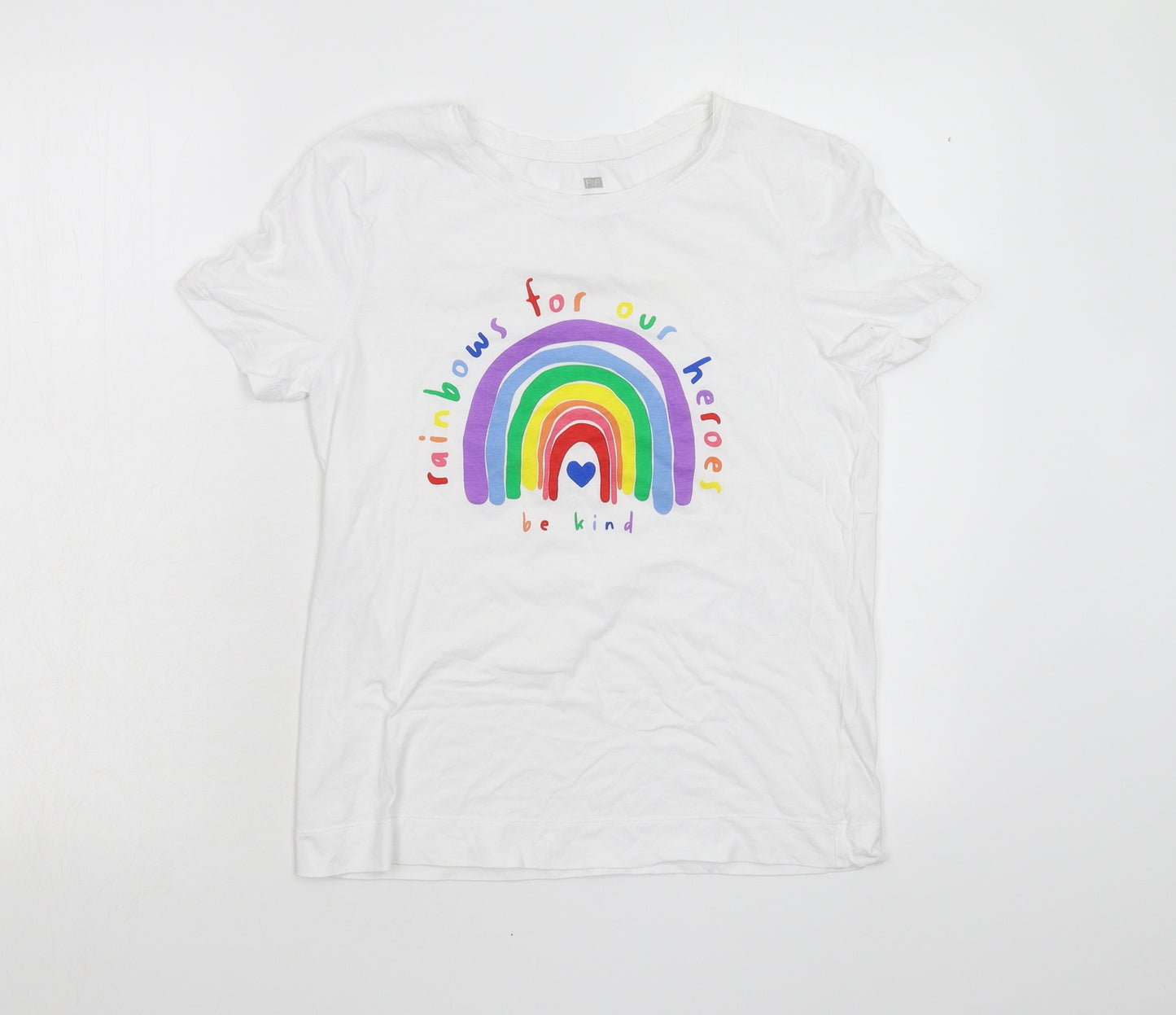 F&F Womens White   Basic T-Shirt Size S  - Be Kind