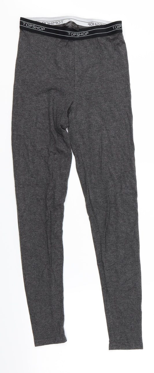 Front view of Topshop women’s grey cropped leggings, size UK 6, 25-inch leg - topshop