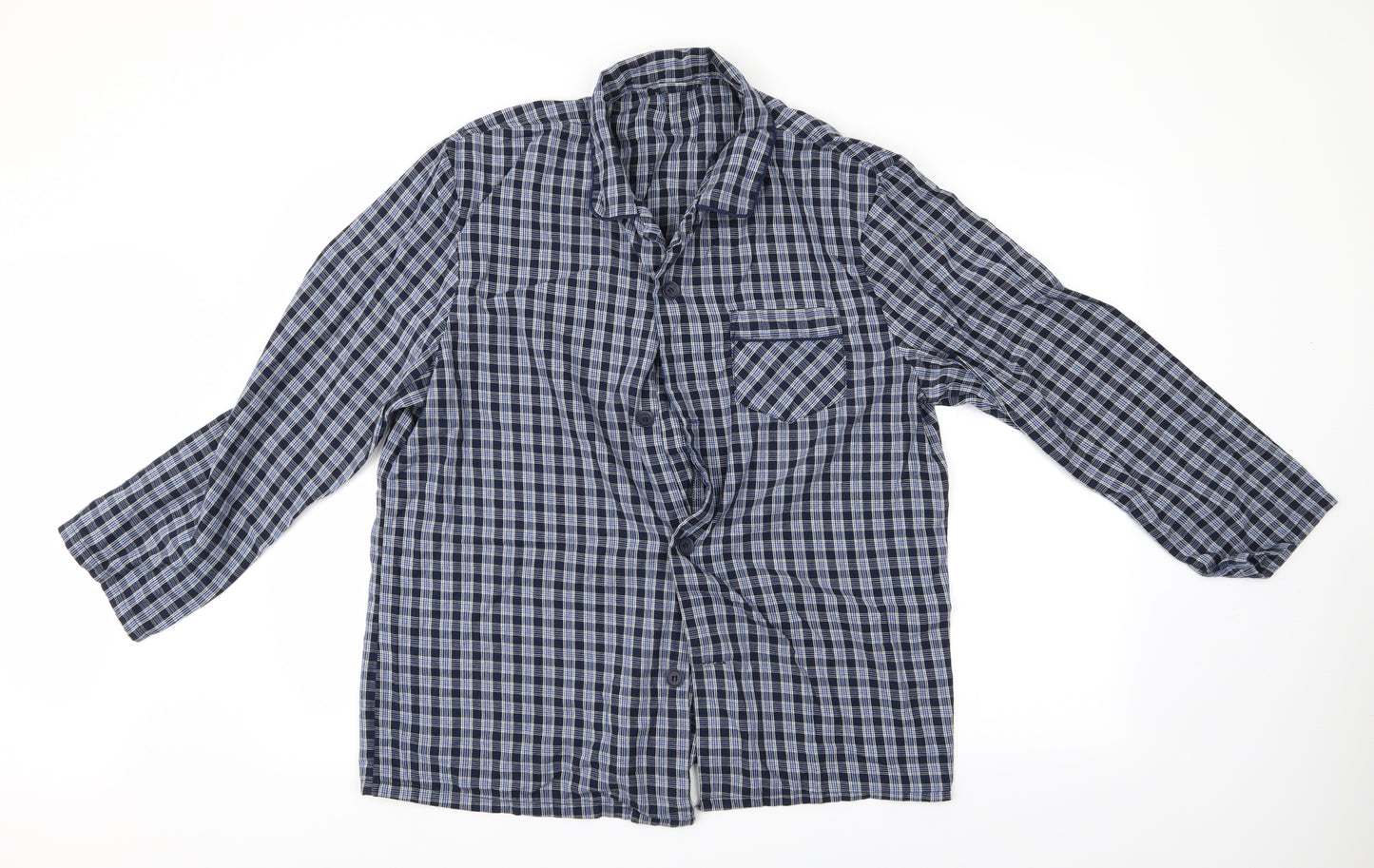TU Mens Blue Check   Pyjama Top Size L  - Tu Men's Pyjama Top