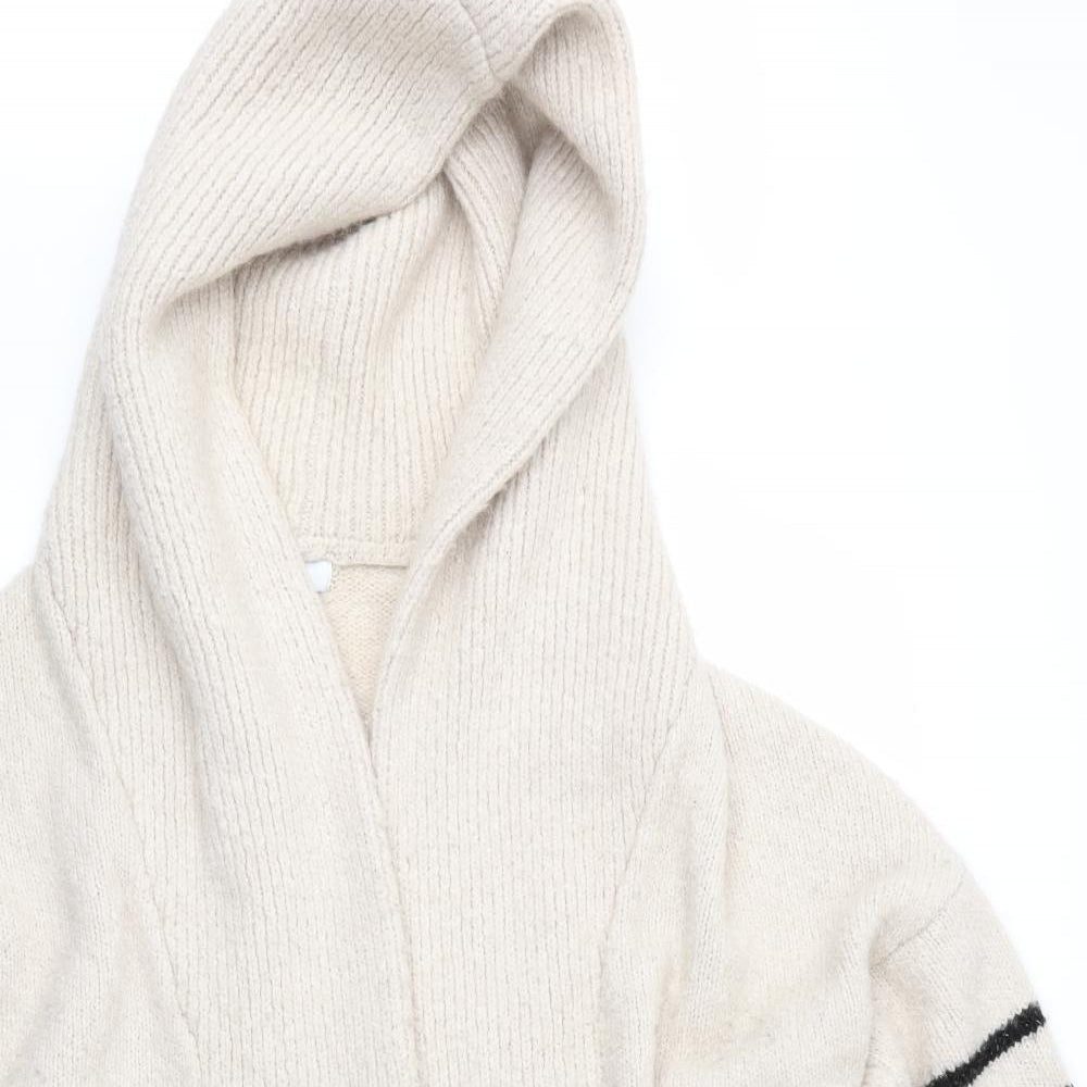 La Redoute Womens Beige Geometric  Cardigan Jumper Size XL  - Hooded Cardigan