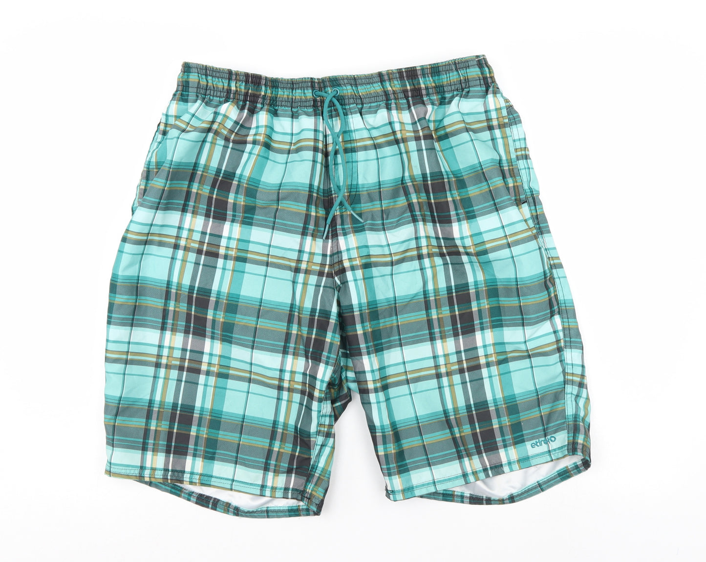 etirel Mens Green Check  Bermuda Shorts Size L