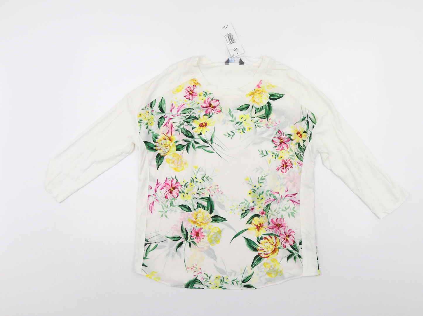 Papaya Womens White Floral  Basic Blouse Size 10