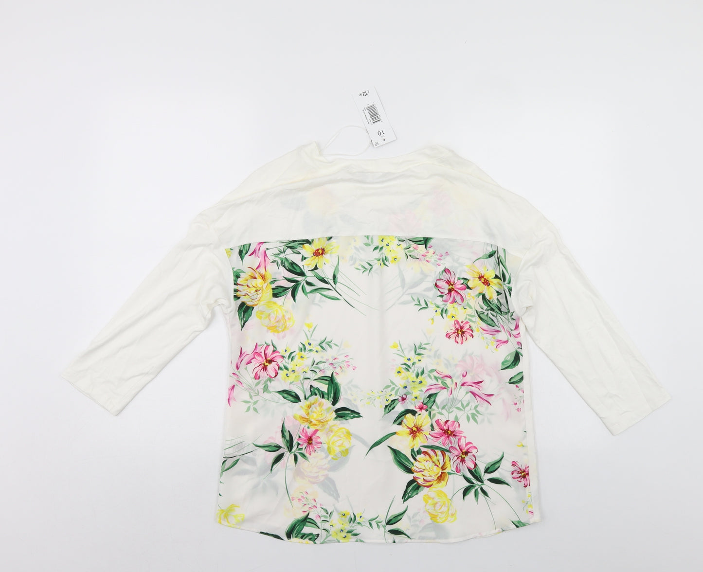 Papaya Womens White Floral  Basic Blouse Size 10