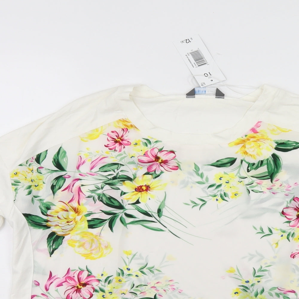 Papaya Womens White Floral  Basic Blouse Size 10
