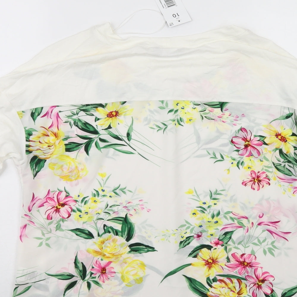 Papaya Womens White Floral  Basic Blouse Size 10