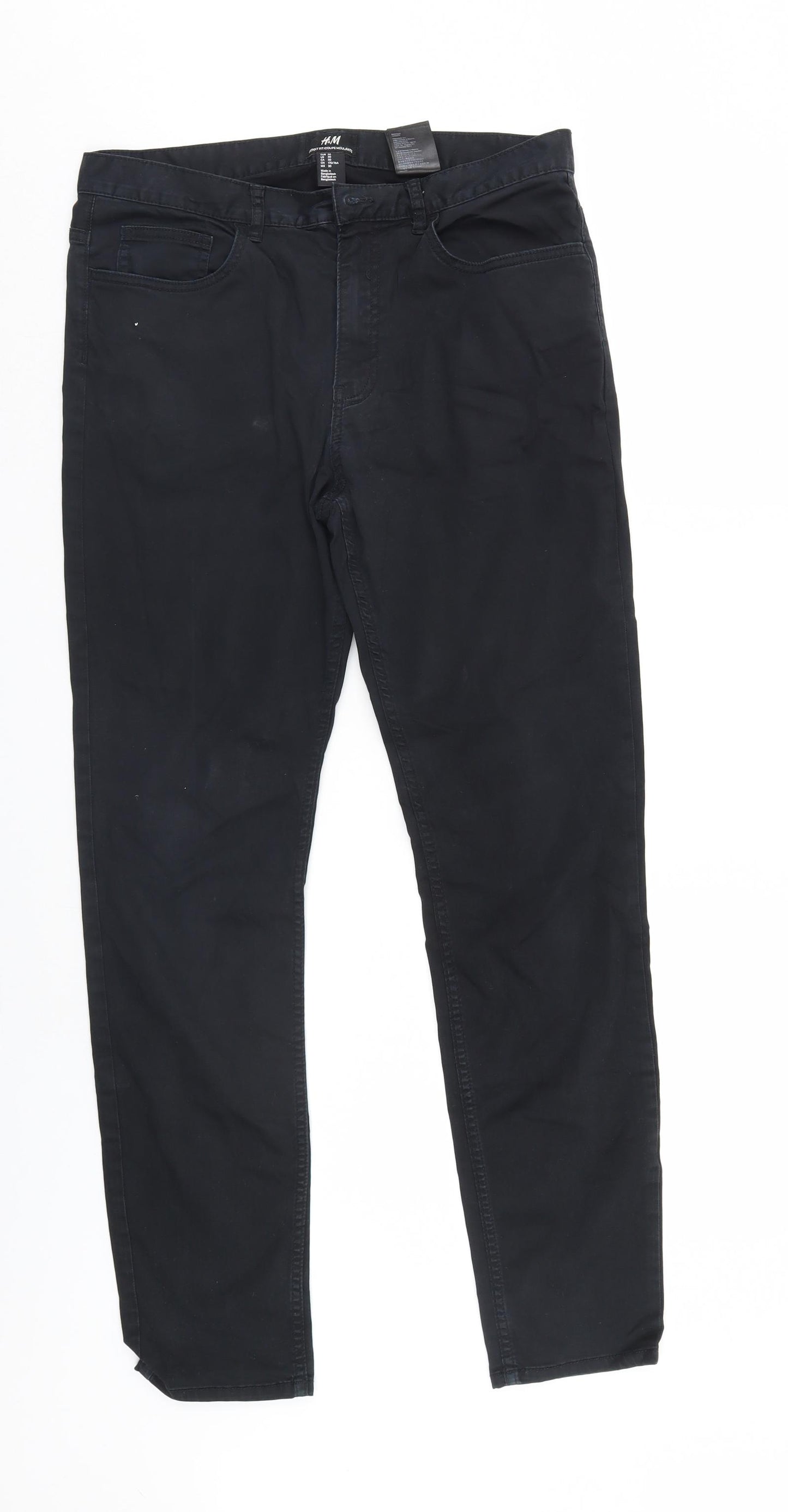 H&M Mens Black  Denim Straight Jeans Size 30 L30 in