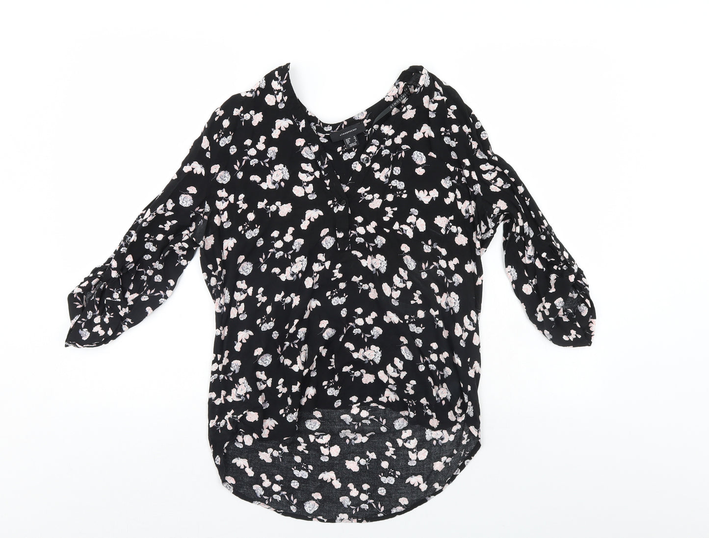 Atmosphere Womens Black Floral  Basic Blouse Size 12