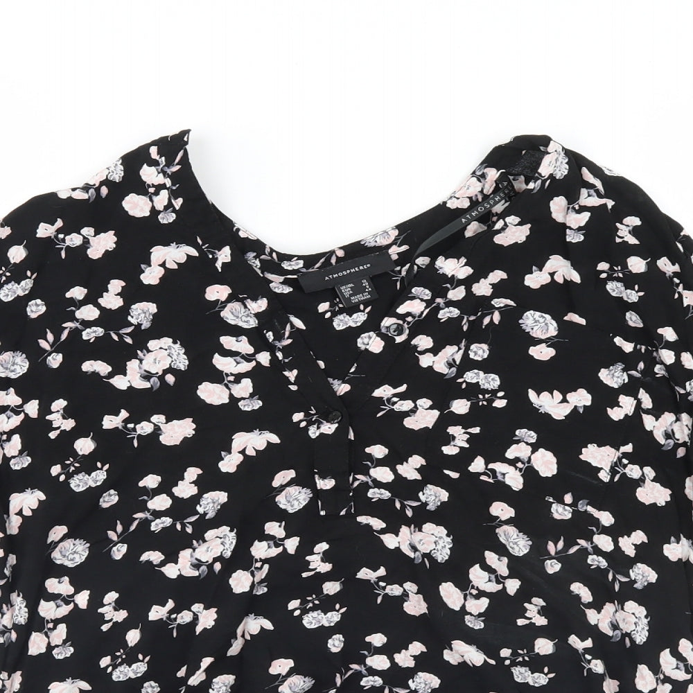 Atmosphere Womens Black Floral  Basic Blouse Size 12