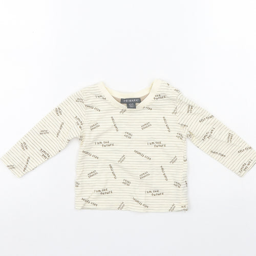 Primark Boys Ivory Striped  Pullover Jumper Size 6-9 Months