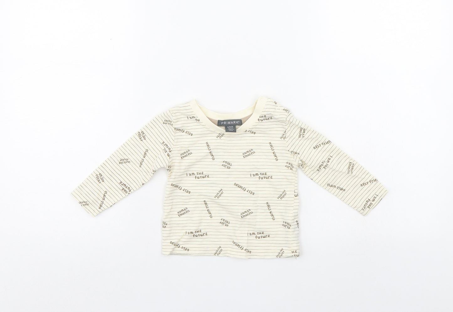 Primark Boys Ivory Striped  Pullover Jumper Size 6-9 Months