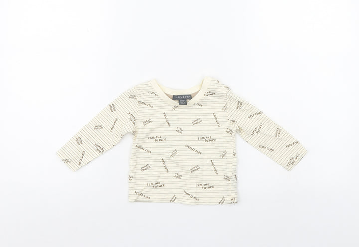 Primark Boys Ivory Striped  Pullover Jumper Size 6-9 Months