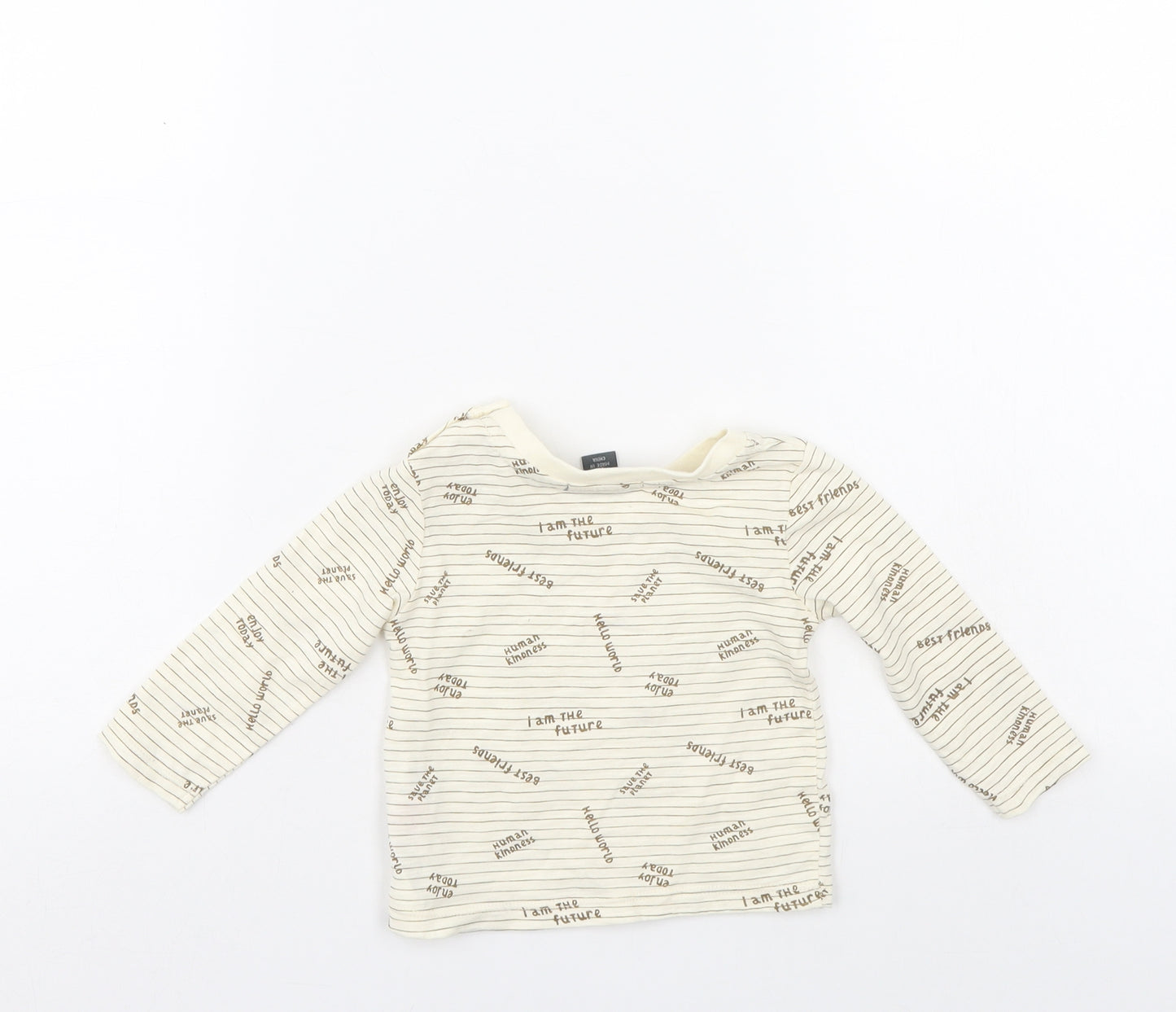 Primark Boys Ivory Striped  Pullover Jumper Size 6-9 Months