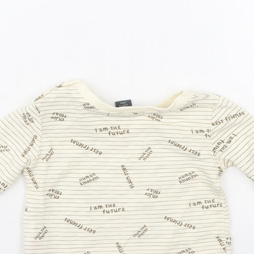 Primark Boys Ivory Striped  Pullover Jumper Size 6-9 Months