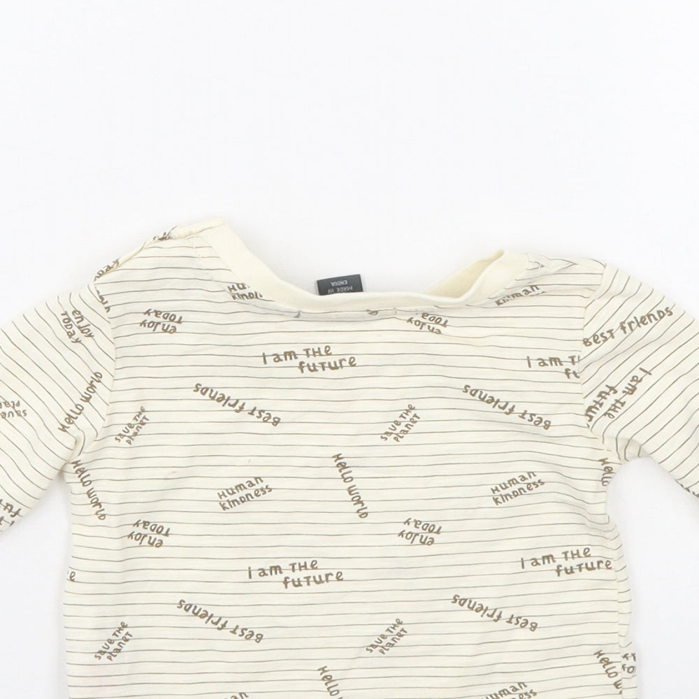 Primark Boys Ivory Striped  Pullover Jumper Size 6-9 Months