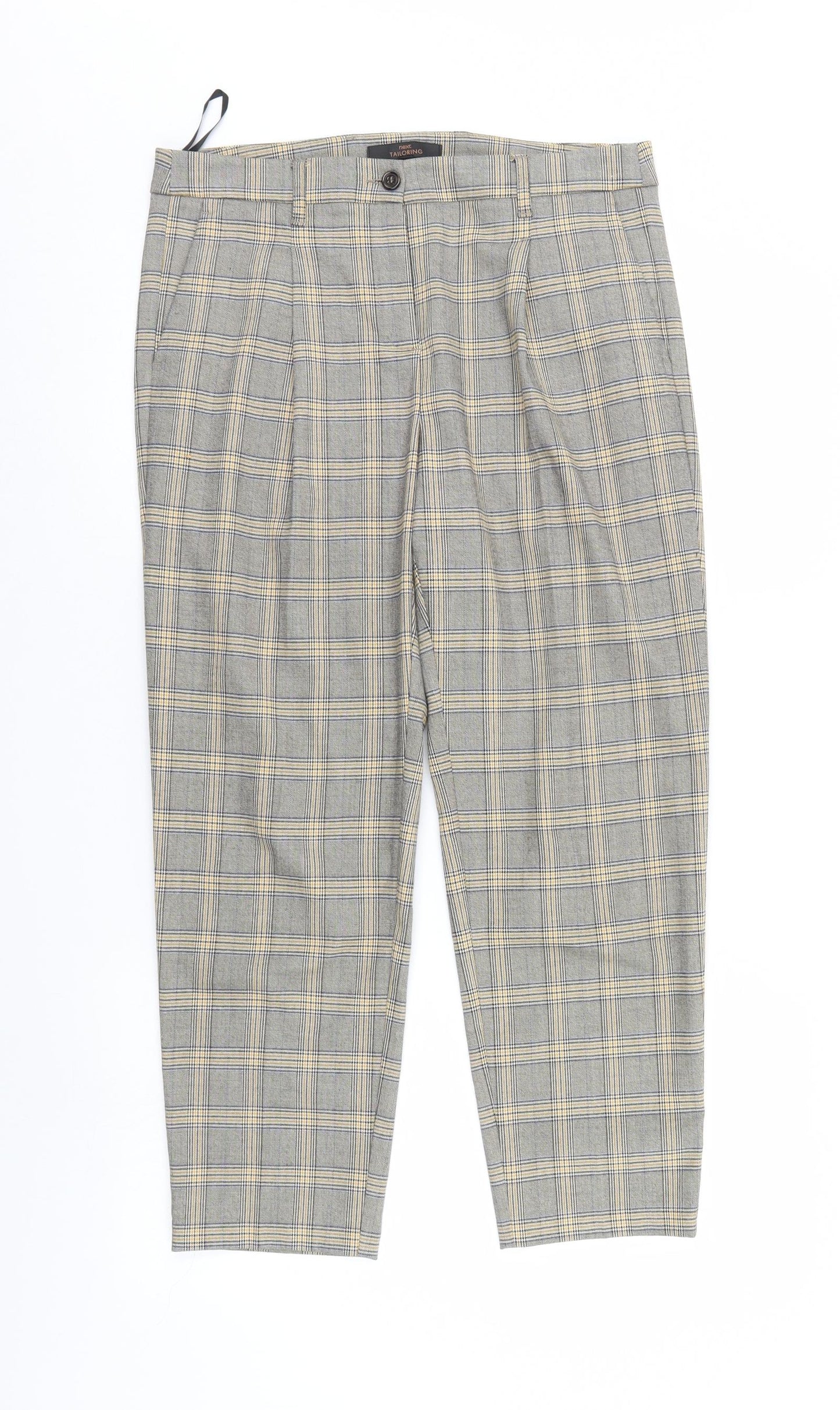 NEXT Womens Multicoloured Check  Cropped Trousers Size 10 L24 in