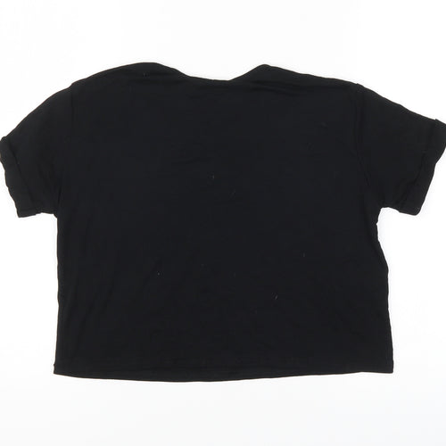 PRETTYLITTLETHING Womens Black   Cropped T-Shirt Size 4