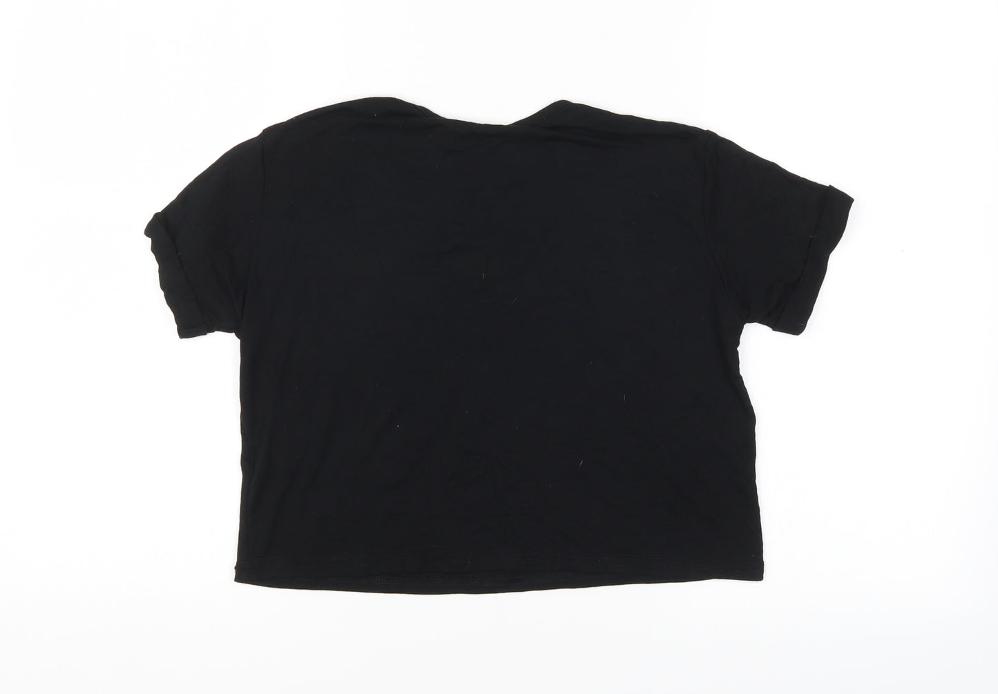 PRETTYLITTLETHING Womens Black   Cropped T-Shirt Size 4