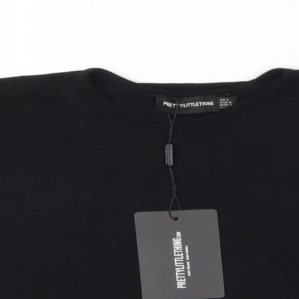 PRETTYLITTLETHING Womens Black   Cropped T-Shirt Size 4