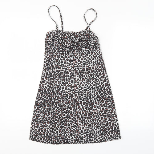 PRETTYLITTLETHING Womens Brown Animal Print  Basic Blouse Size 4