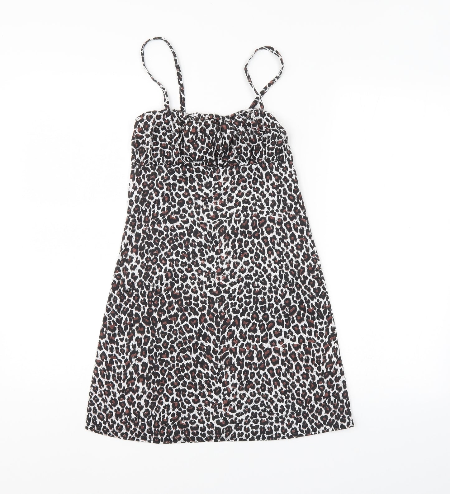 PRETTYLITTLETHING Womens Brown Animal Print  Basic Blouse Size 4