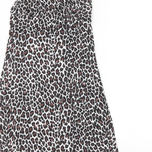 PRETTYLITTLETHING Womens Brown Animal Print  Basic Blouse Size 4
