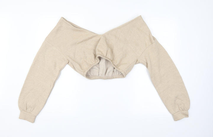 PRETTYLITTLETHING Womens Beige   Pullover Sweatshirt Size S