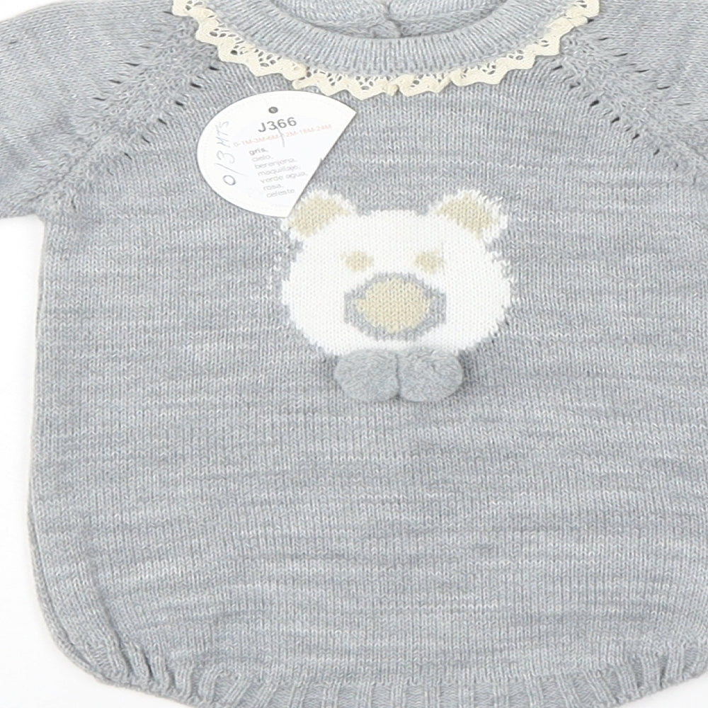 Preworn Baby Grey   Pullover Jumper Size 0-3 Months