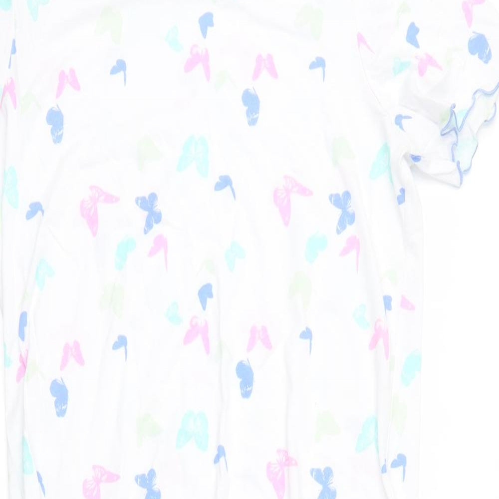 Damart Womens White Animal Print   Gown Size M  - Butterfly print