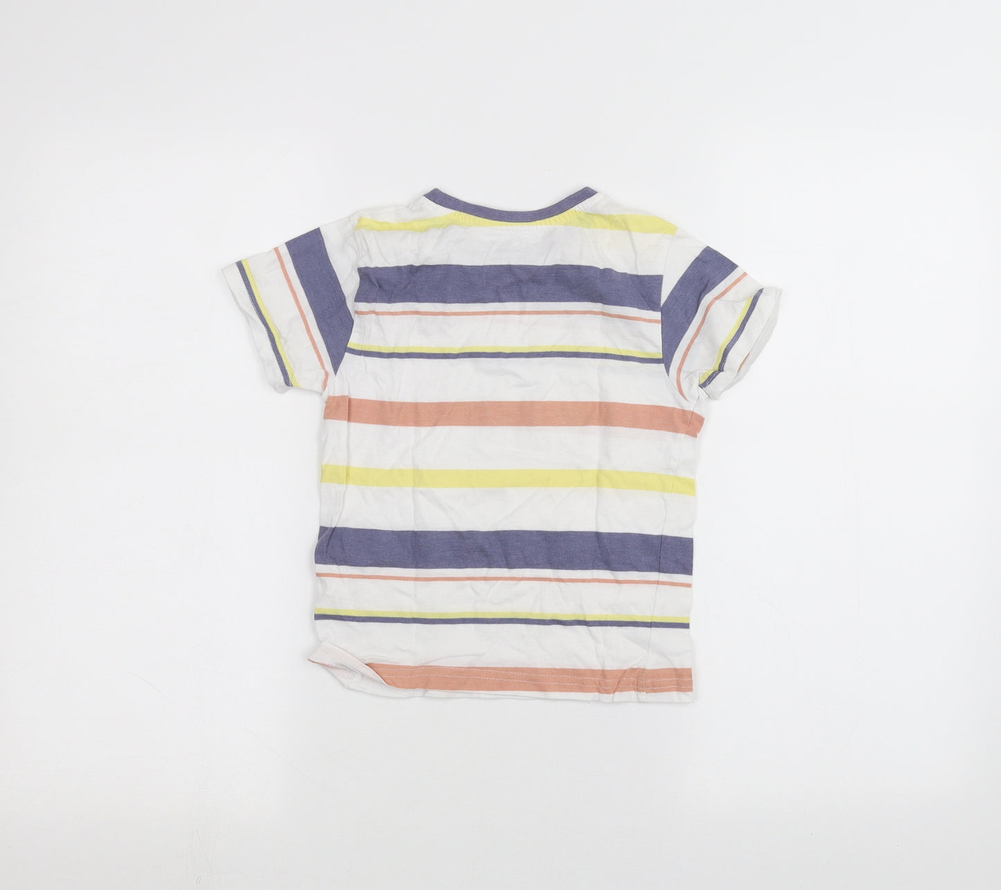 Primark Girls White Striped  Basic T-Shirt Size 5-6 Years