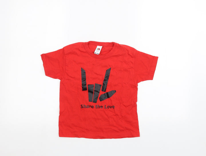 Fruit of the Loom Boys Red   Basic T-Shirt Size 3-4 Years