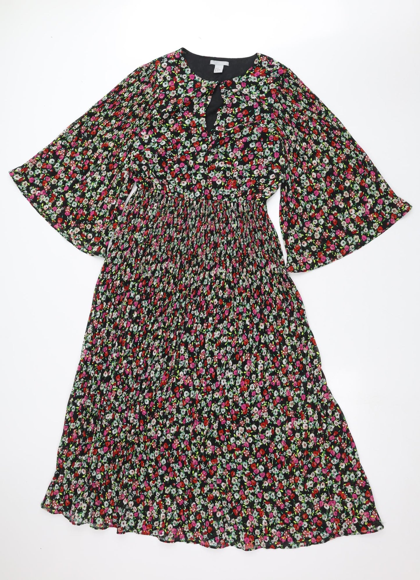 H&M Womens Black Floral  A-Line  Size 10
