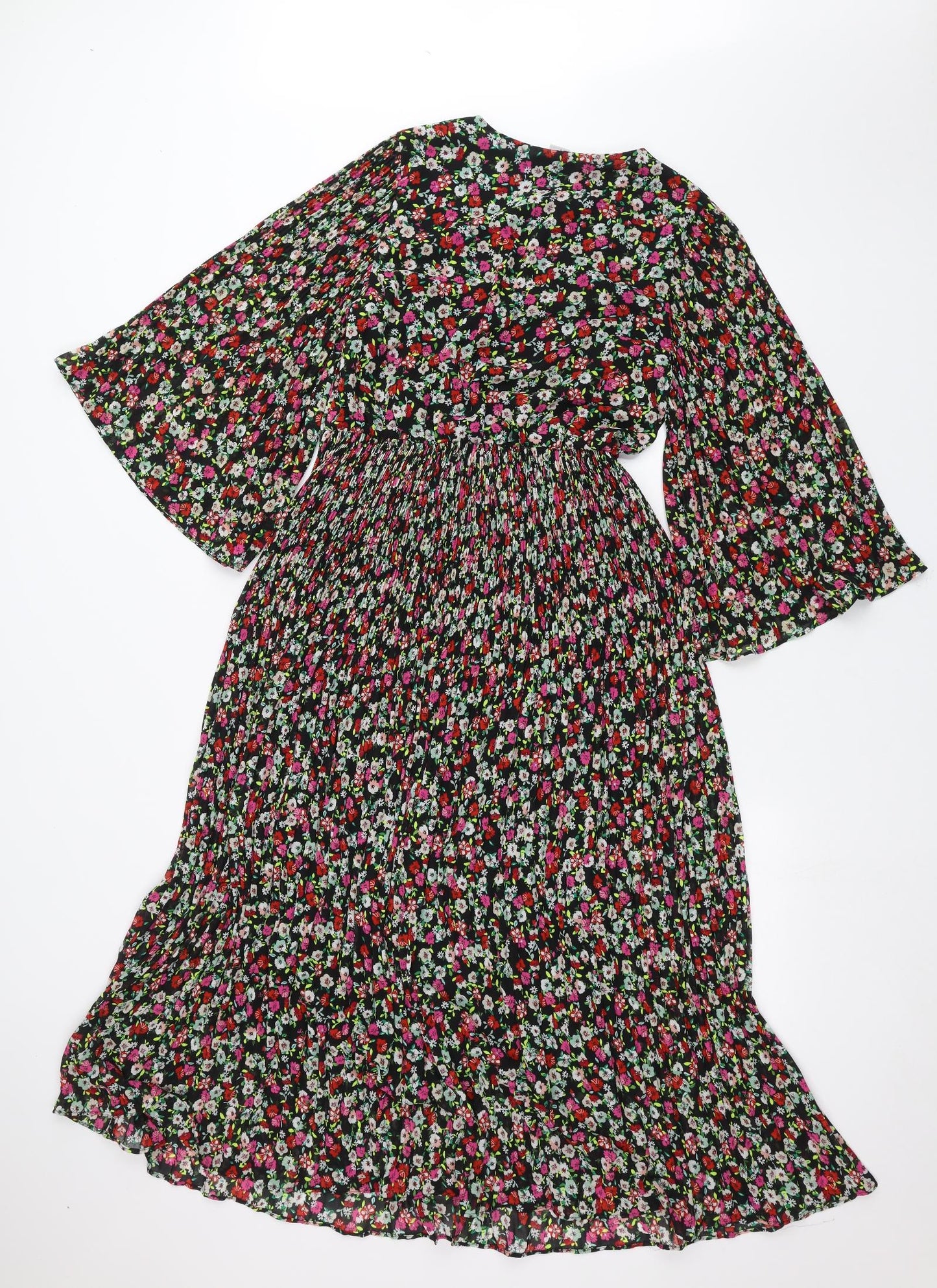 H&M Womens Black Floral  A-Line  Size 10