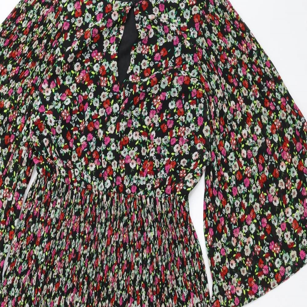 H&M Womens Black Floral  A-Line  Size 10