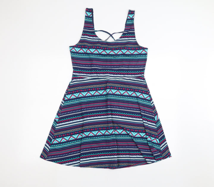 Springfield Womens Blue Striped A-Line Size L