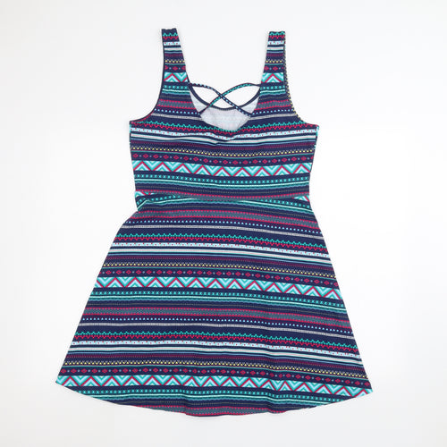 Springfield Womens Blue Striped  A-Line  Size L