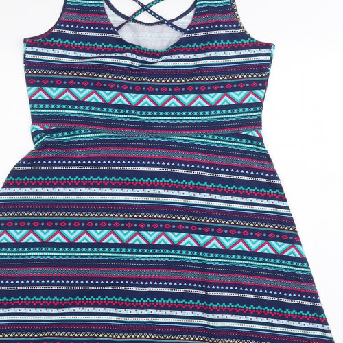 Springfield Womens Blue Striped  A-Line  Size L