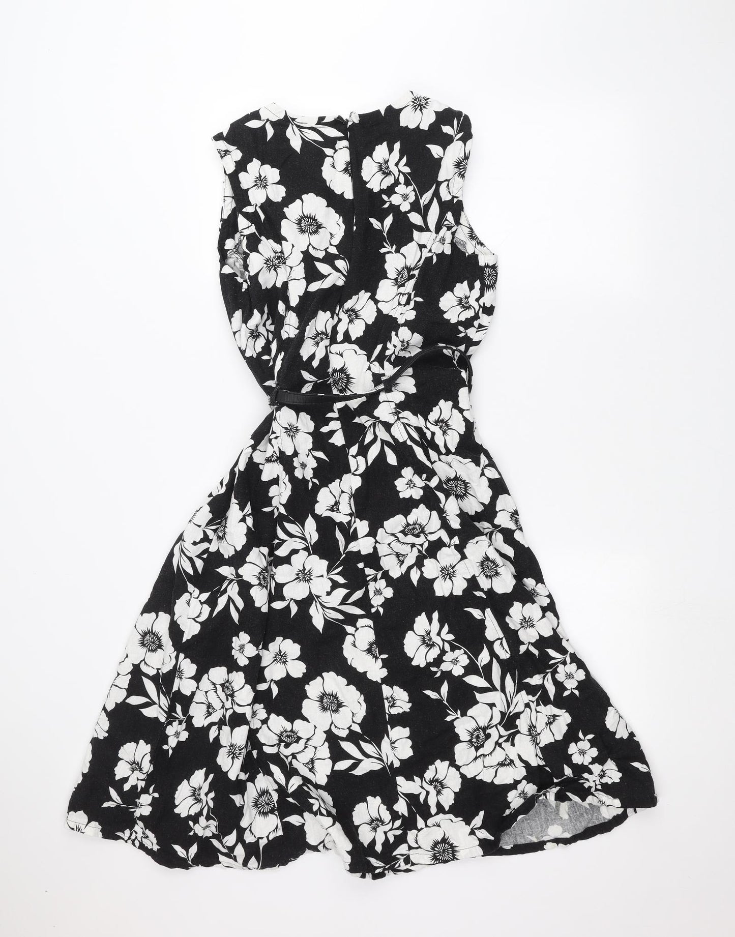 BHS Womens Black Floral  A-Line  Size 12