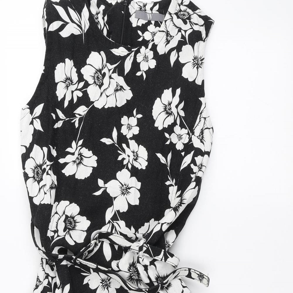 BHS Womens Black Floral  A-Line  Size 12