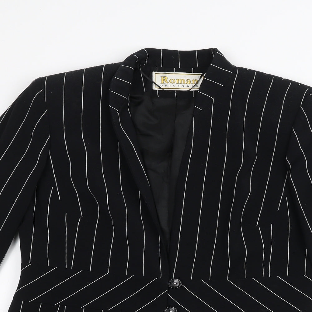 Roman Womens Black Striped  Jacket  Size 12