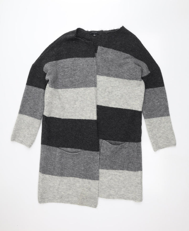 Atmosphere Womens Grey Striped Jacket Coatigan Size S
